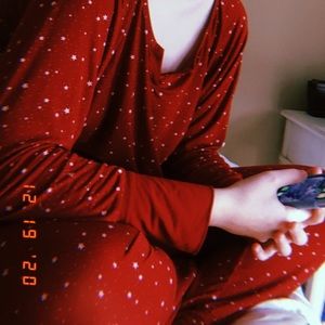 Gap Red Long Sleeve Pajama Set